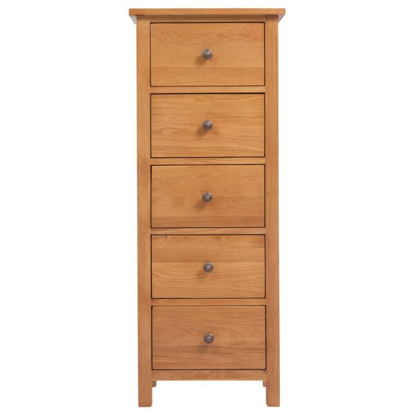 vidaXL Tall Chest of Drawers 45x32x110 cm Solid Oak Wood