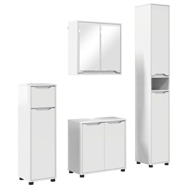 vidaXL Bathroom Furniture Set 4 pcs High Gloss White Engineered Wood