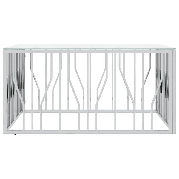vidaXL Coffee Table Silver 100x100x50 cm Stainless Steel and Glass