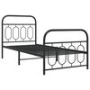 vidaXL Metal Bed Frame without Mattress with Footboard Black 90x190cm