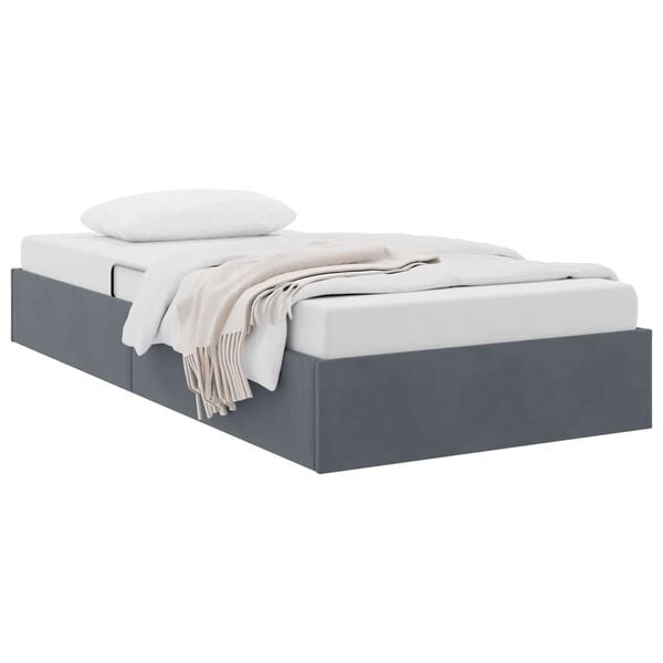 vidaXL Storage Bed with Mattress Dark Grey 90 x 190 cm Velvet