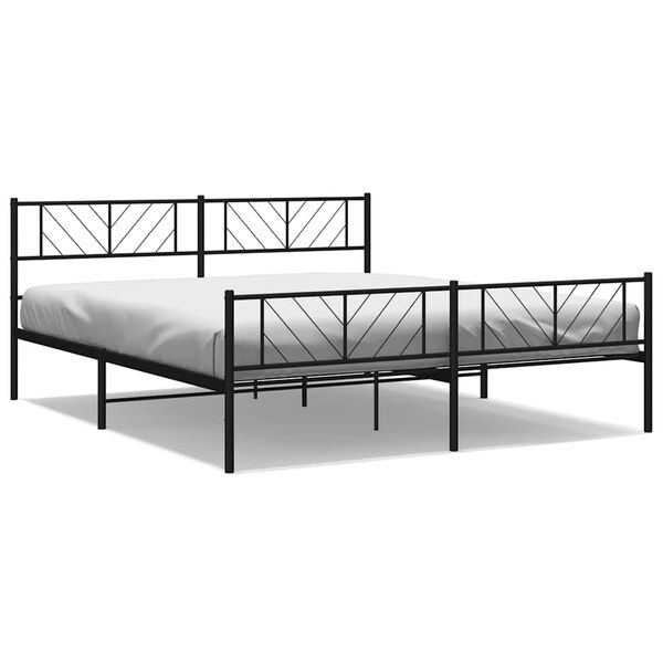 vidaXL Metal Bed Frame without Mattress with Footboard Black 193x203cm