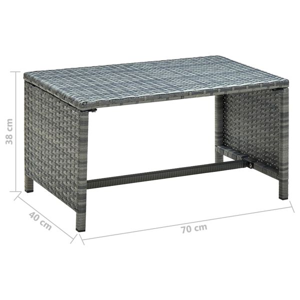 vidaXL Coffee Table Anthracite 70x40x38 cm Poly Rattan
