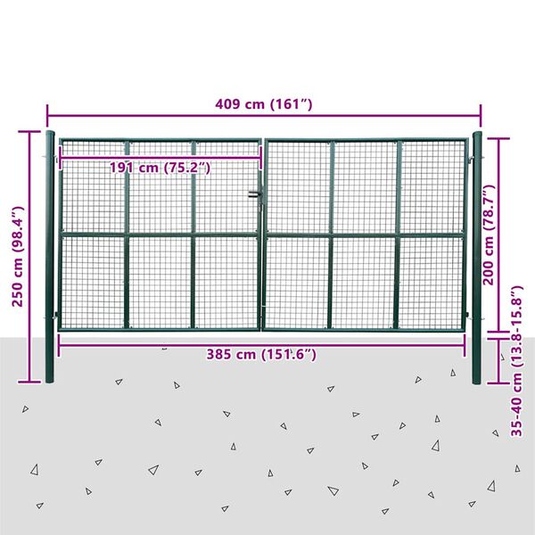 vidaXL Mesh Garden Gate 400x200 cm