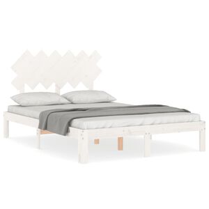 vidaXL Bed Frame without Mattress White Small Double Solid Wood Pine