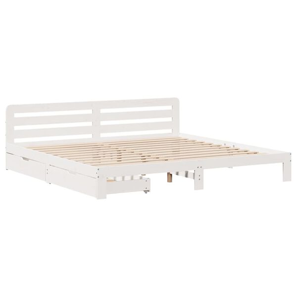 vidaXL Bed Frame without Mattress White 180x200 cm Super King Solid Wood Pine