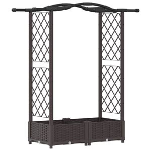 vidaXL Raised Bed with Trellis and Roof Brown 124 x 40 x 123 cm PP