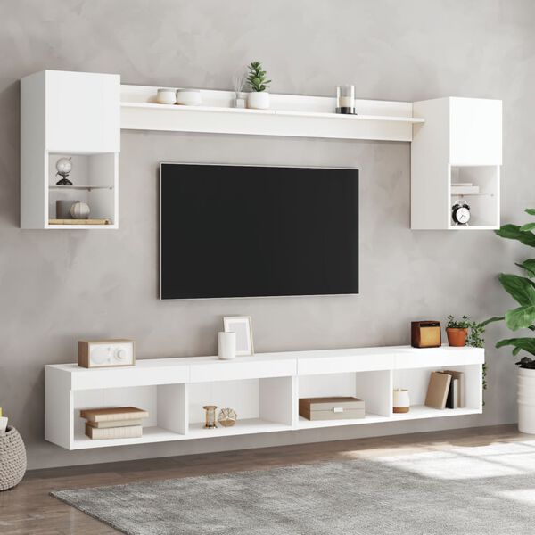vidaXL 6 Piece TV Wall Units with LED White Engineered Wood