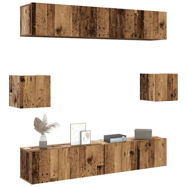 vidaXL 6 Piece TV Cabinet Set Wall-mounted Old Wood Engineered Wood
