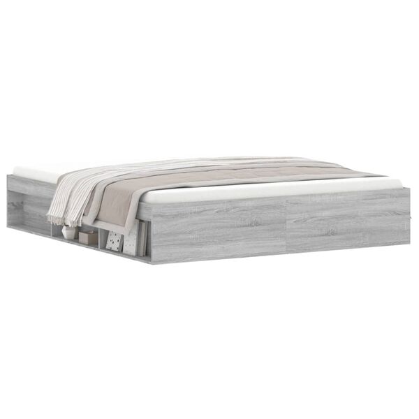 vidaXL Bed Frame without Mattress Grey Sonoma 180x200 cm Super King Super King Size