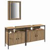 vidaXL Bathroom Vanity Units with Shelf 3 pcs Brown Engineered wood