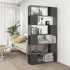 vidaXL Book Cabinet Room Divider High Gloss Grey 100x24x188 cm
