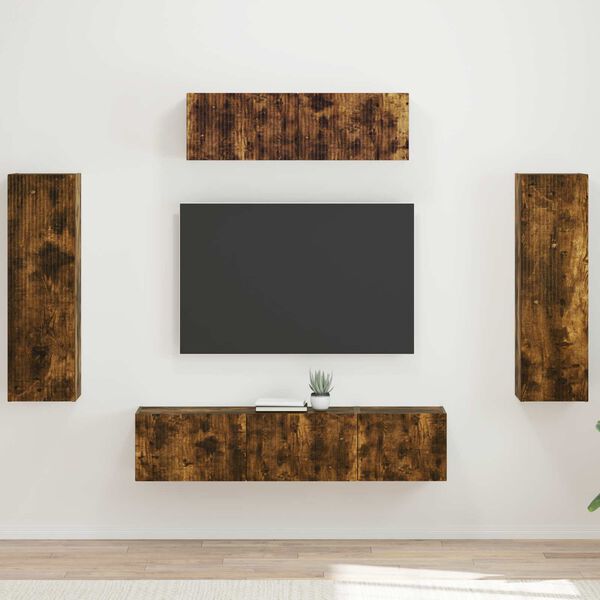 vidaXL TV Cabinet 5 pcs Smoked Oak