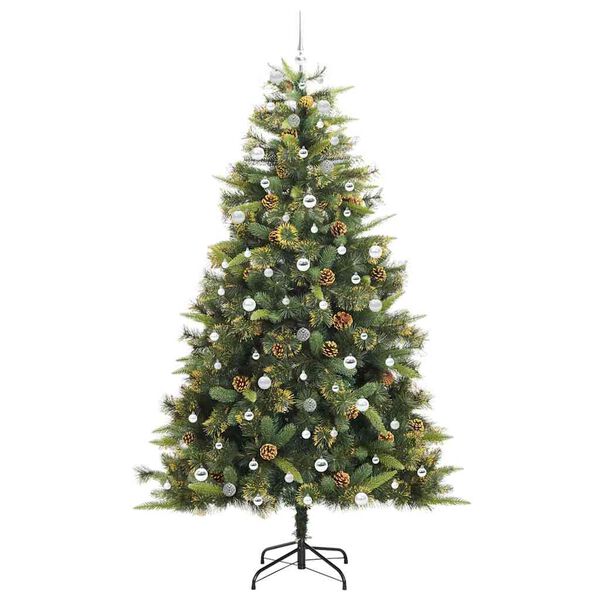 vidaXL Artificial Hinged Christmas Tree with Cones Green 240 cm