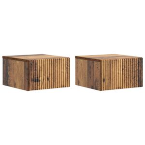 vidaXL Wall-Mounted Bedside Cabinet 2 pcs Old Wood 33 x 34.5 x 20 cm