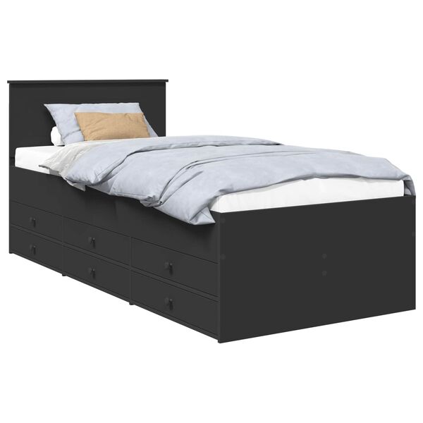 vidaXL Daybed with Drawer Manual Black 75 x 190 cm Engineered Wood