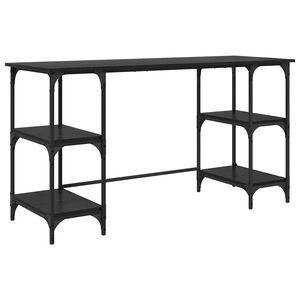 vidaXL Desk Black Oak Engineered Wood 140 x 50 x 75 cm