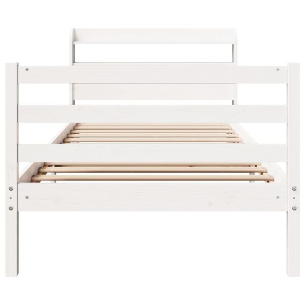 vidaXL Bed Frame with Headboard without Mattress White 100x200 cm