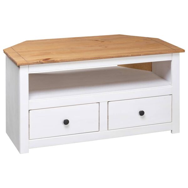 vidaXL Corner TV Cabinet White 93x49x49 cm Solid Pine Panama Range