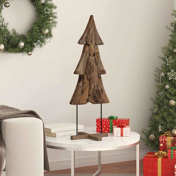 vidaXL Christmas Tree with Stand Brown 90 cm Solid teak wood