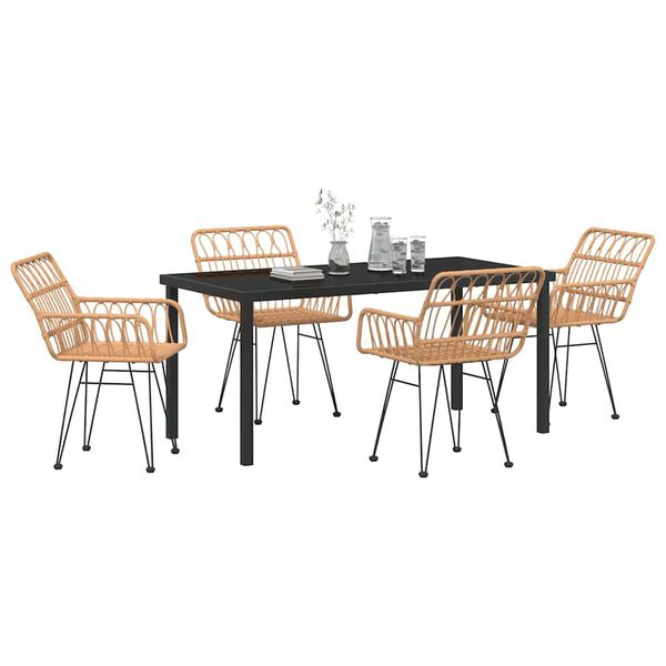vidaXL Garden Dining Set 5 pcs Brown Powder-Coated Steel