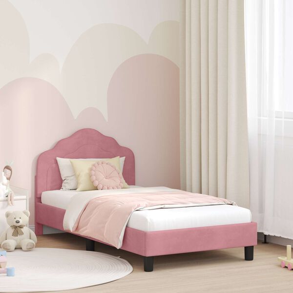 vidaXL Children's Bed Frame with Headboard Pink 80 x 160 cm Velvet
