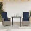 vidaXL Reclining Garden Chairs 2 pcs with Cushions Grey Poly Rattan