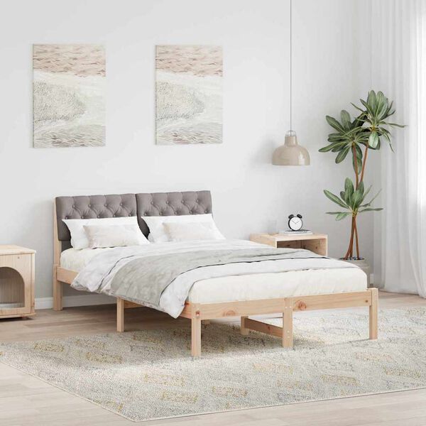 vidaXL Bed frame Brown and taupe 120 x 190 cm Solid pine wood