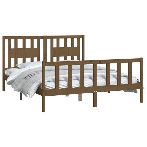 vidaXL Bed Frame without Mattress Honey Brown Solid Wood Pine 160x200 cm