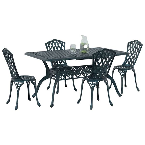 vidaXL Garden Dining Set 5 pcs Green Aluminium