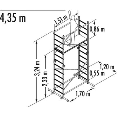 Hailo Scaffold and Ladder 1-2-3 500 Combi 324 cm Aluminium 9459-501