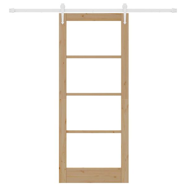 vidaXL Sliding Door Natural 83 x 202 cm Solid Pine Wood and Glass