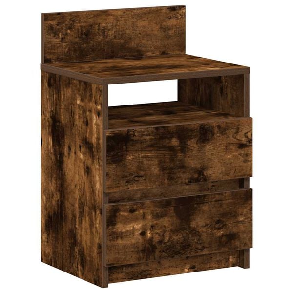 vidaXL Bedside Cabinet with 2 Drawers Smoked Oak 40x33x60 cm