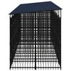 vidaXL Outdoor Dog Kennel with Roof Steel 14.75 m²