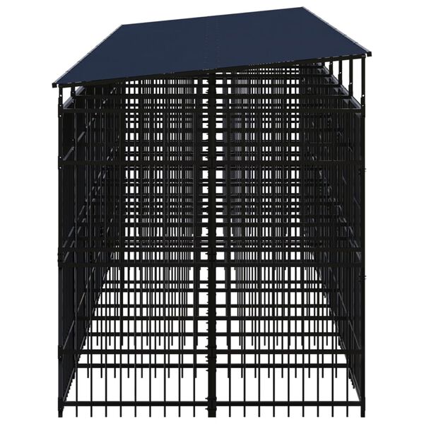 vidaXL Outdoor Dog Kennel with Roof Steel 14.75 m²