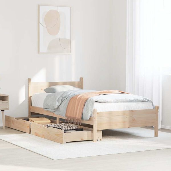 vidaXL Bed Frame without Mattress 75x190 cm Small Single Solid Wood Pine