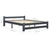 vidaXL Bed Frame without Mattress Dark Grey Solid Pinewood 160x200 cm (322023+321990)
