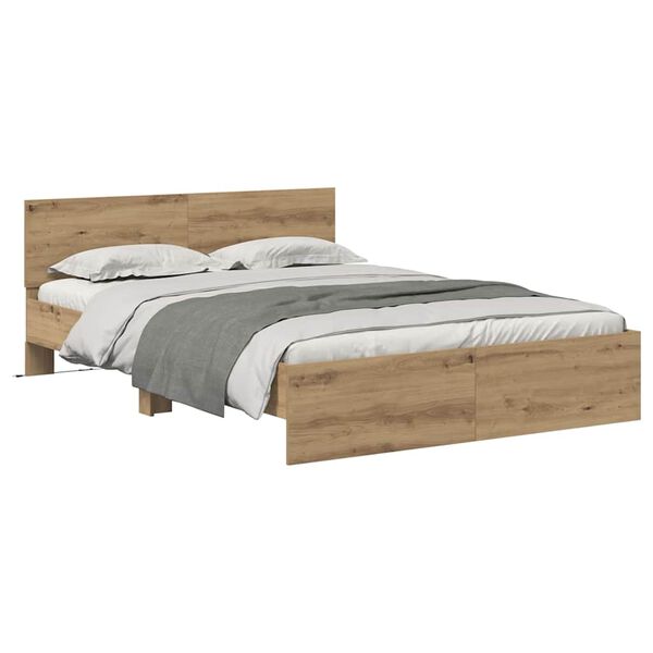 vidaXL Bed Frame Artisan Oak 120 x 190 cm Engineered Wood