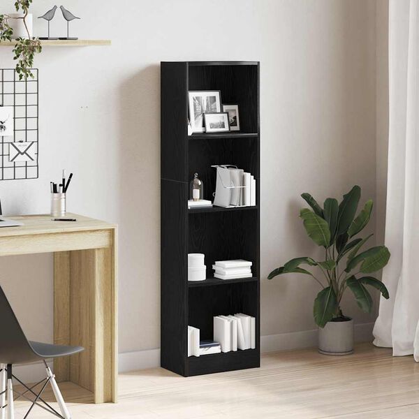 vidaXL Bookcase Black Oak 40x24x143 cm Engineered Wood