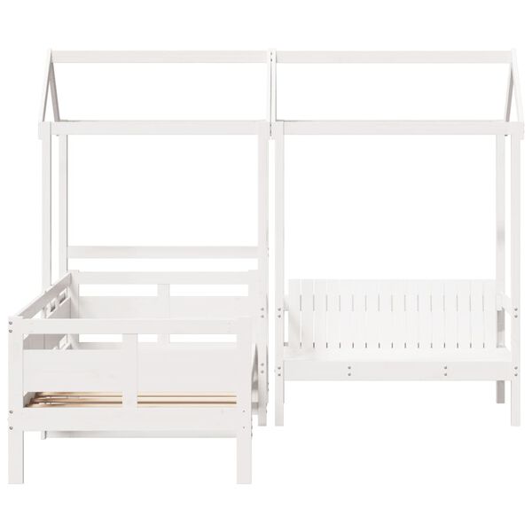 vidaXL Day Bed and Bench Set with Roof without Mattress White 80x200 cm