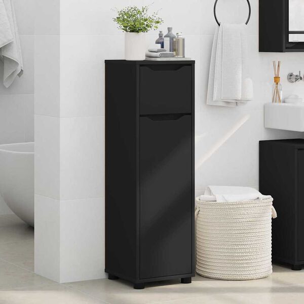 vidaXL Bathroom Cabinet Black 30.5 x 30 x 101 cm Engineered Wood
