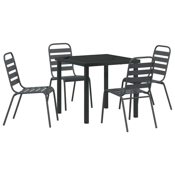 vidaXL Garden Dining Set 5 pcs Anthracite Powder-Coated Steel