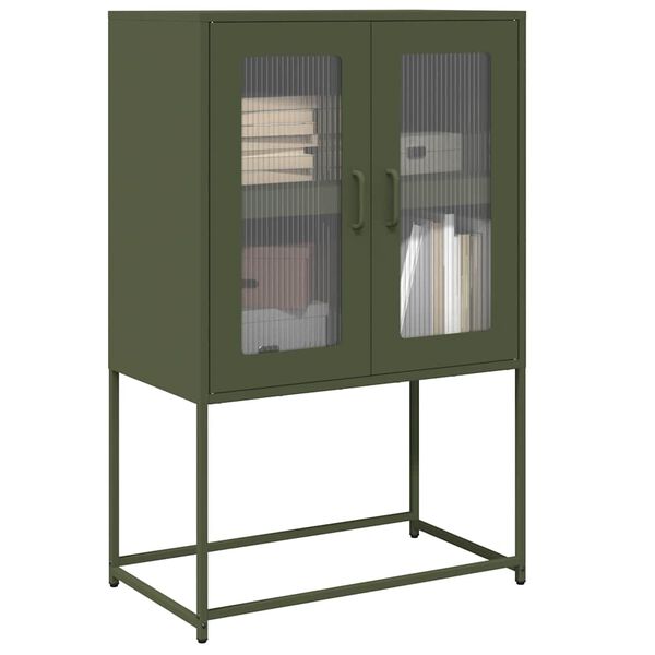vidaXL Highboard Olive Green 68x39x107 cm Steel