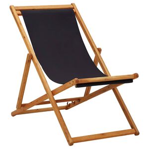 vidaXL Folding Chair Eucalyptus Wood and Fabric Black