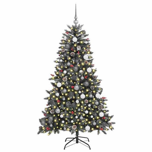 vidaXL Artificial Christmas Tree with 300 LEDs with Stand Green 180 cm