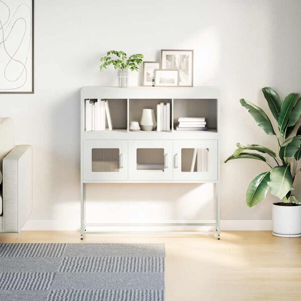 vidaXL Sideboard White 100.5x39x107 cm Cold-rolled Steel