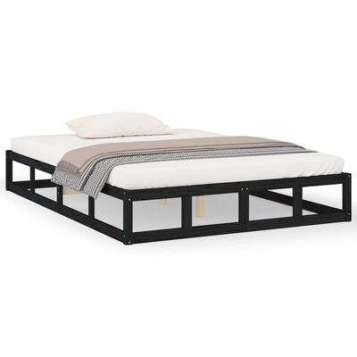 vidaXL Bed Frame Black 120x190 cm Small Double Solid Wood