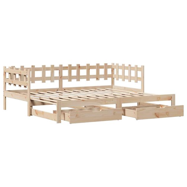 vidaXL Daybed with Trundle and Drawers without Mattress 90x190 cm Single