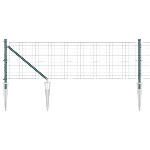 vidaXL Fence with Post Green 0.8 x 10 m Steel and PVC