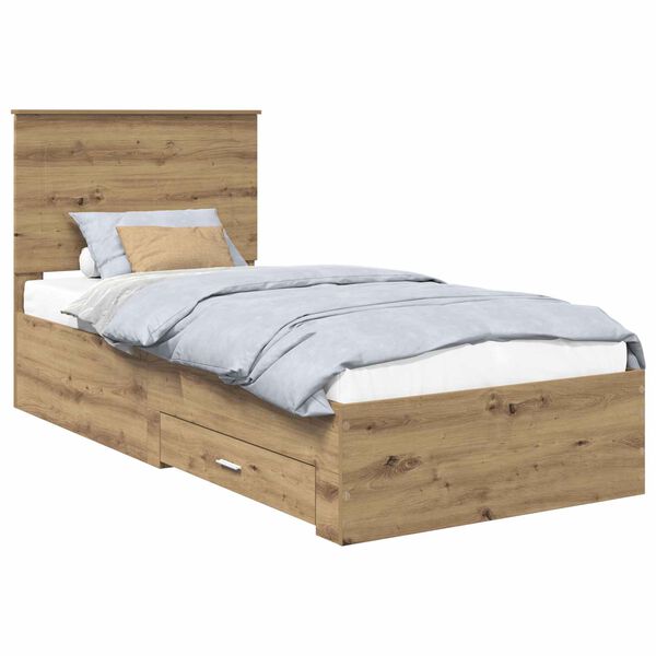 vidaXL Bed Frame with Drawer Artisan Oak 100 x 200 cm Engineered Wood